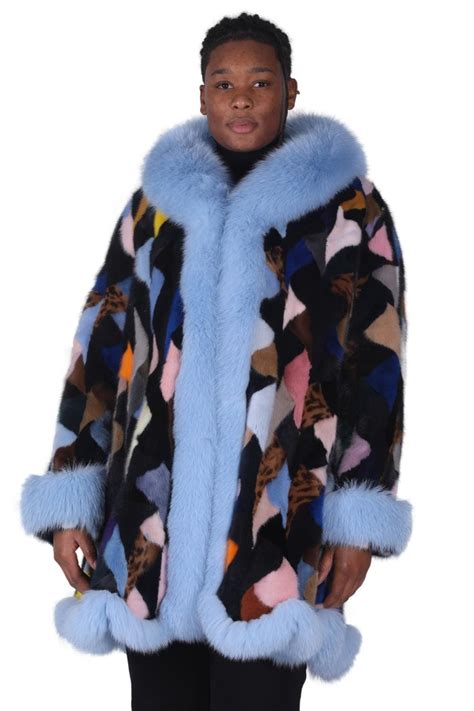 Multicolour mink coat 